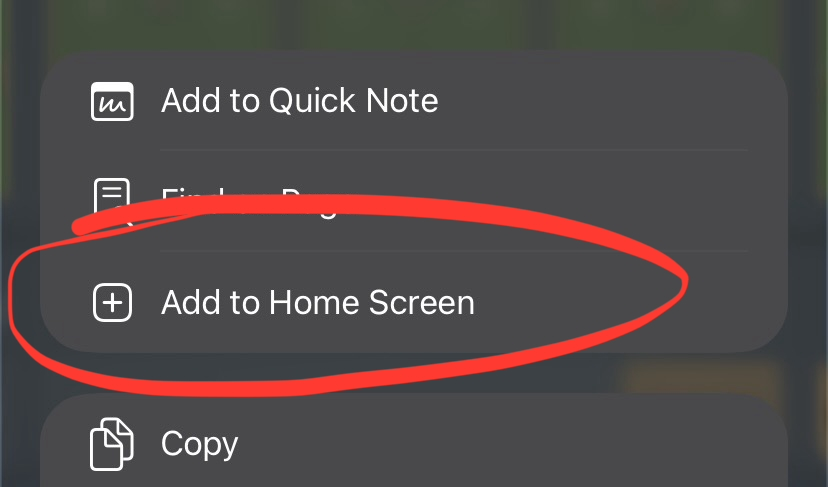 Add to Home Screen Button