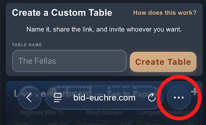 Safari address bar with the three-dots menu button highlighted